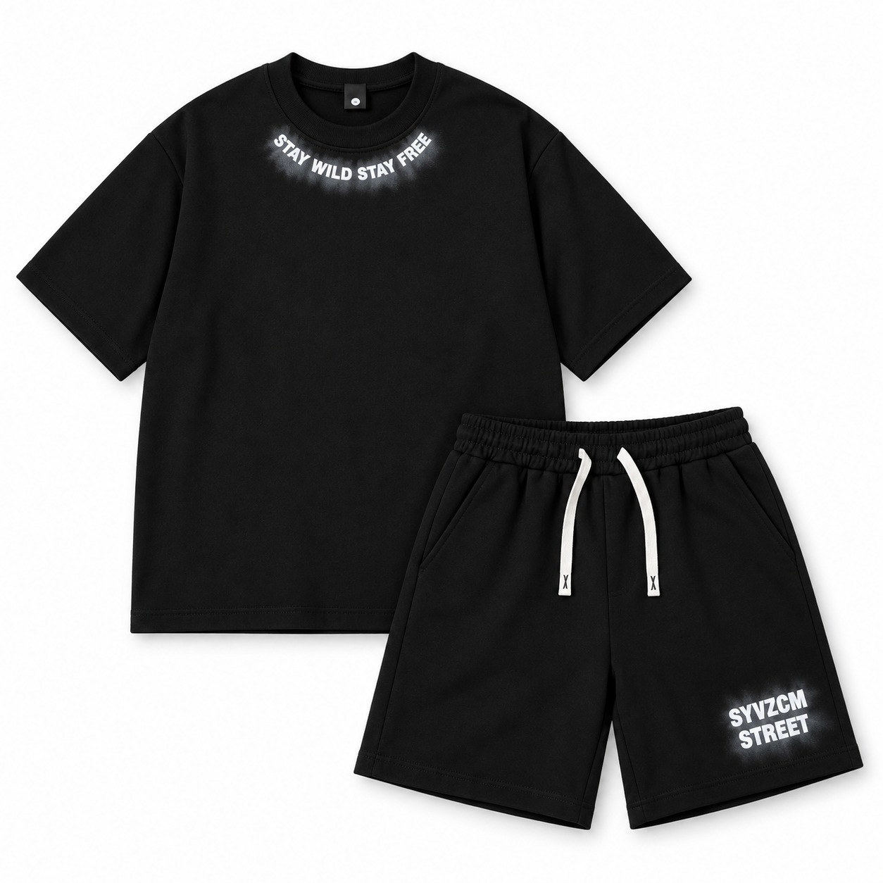 Smoke Mark Black Tee & Shorts Set wholesale product